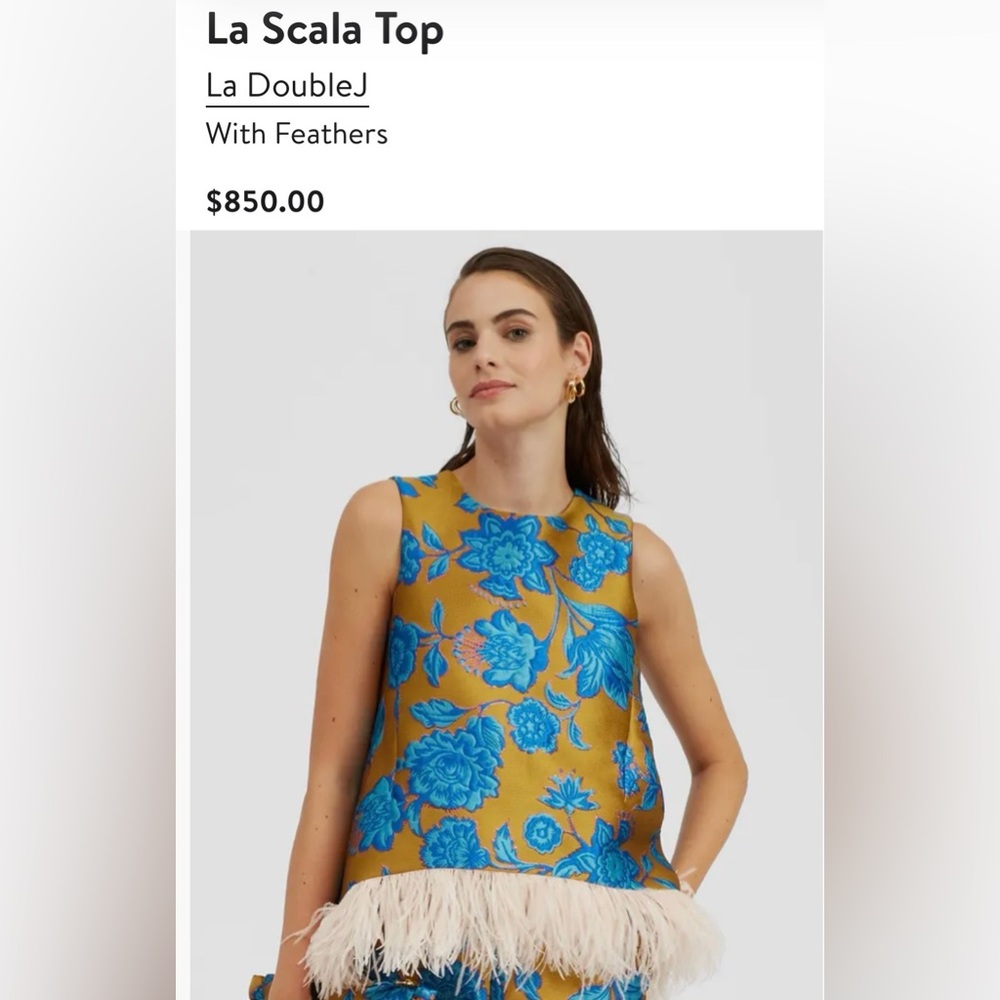 La DoubleJ La Scala, Hottie Turquoise in Jacquard With Feathers Top - Picture 7 of 10